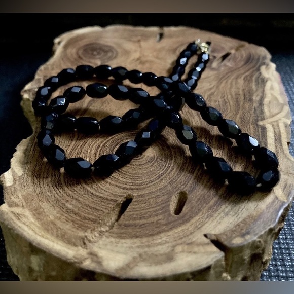 Vintage Mourning Beads Jet Glass ￼Edwardian Mourning Necklace 16" - Picture 7 of 12